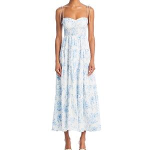 Blue and White Floral Maxi Dress